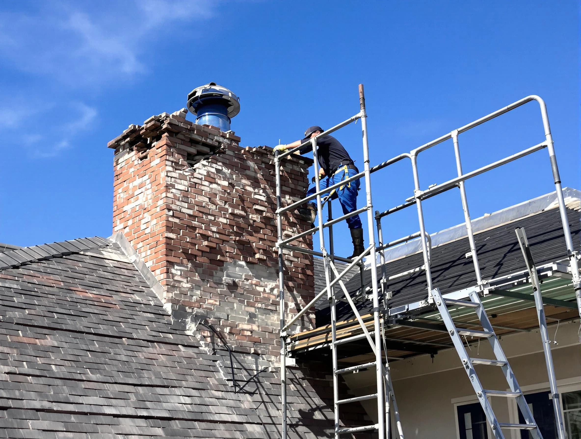 Rebuilding a chimney structure by Cottonwood Heights Chimney Sweep in Cottonwood Heights, UT