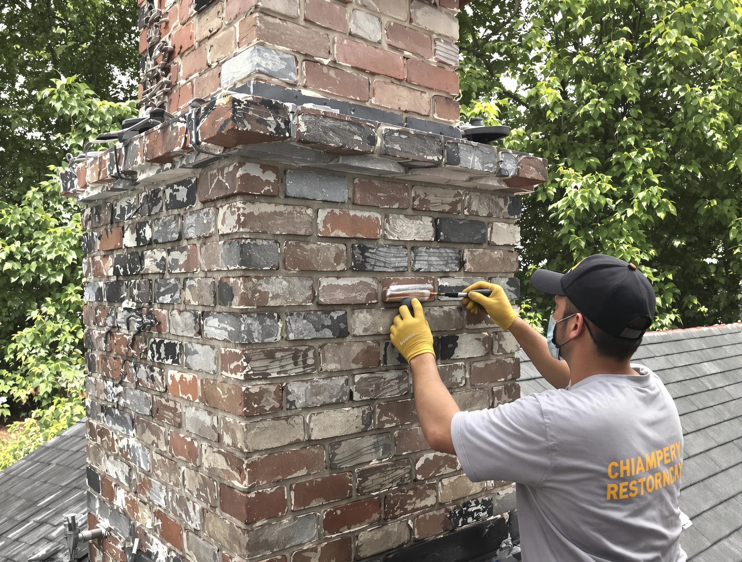 In-progress chimney restoration by Cottonwood Heights Chimney Sweep in Cottonwood Heights, UT