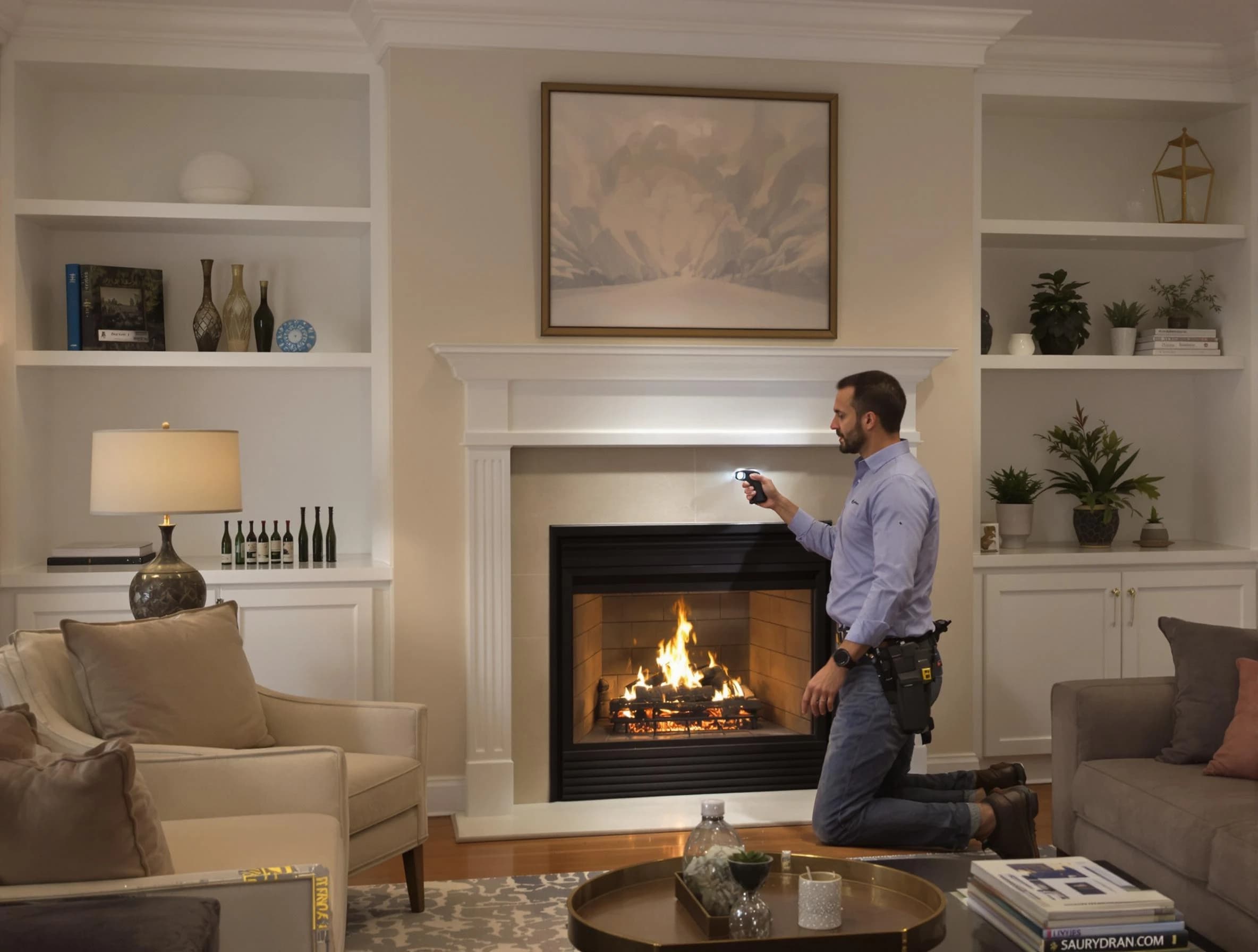 Cottonwood Heights Chimney Sweep conducting a fireplace safety inspection in Cottonwood Heights, UT