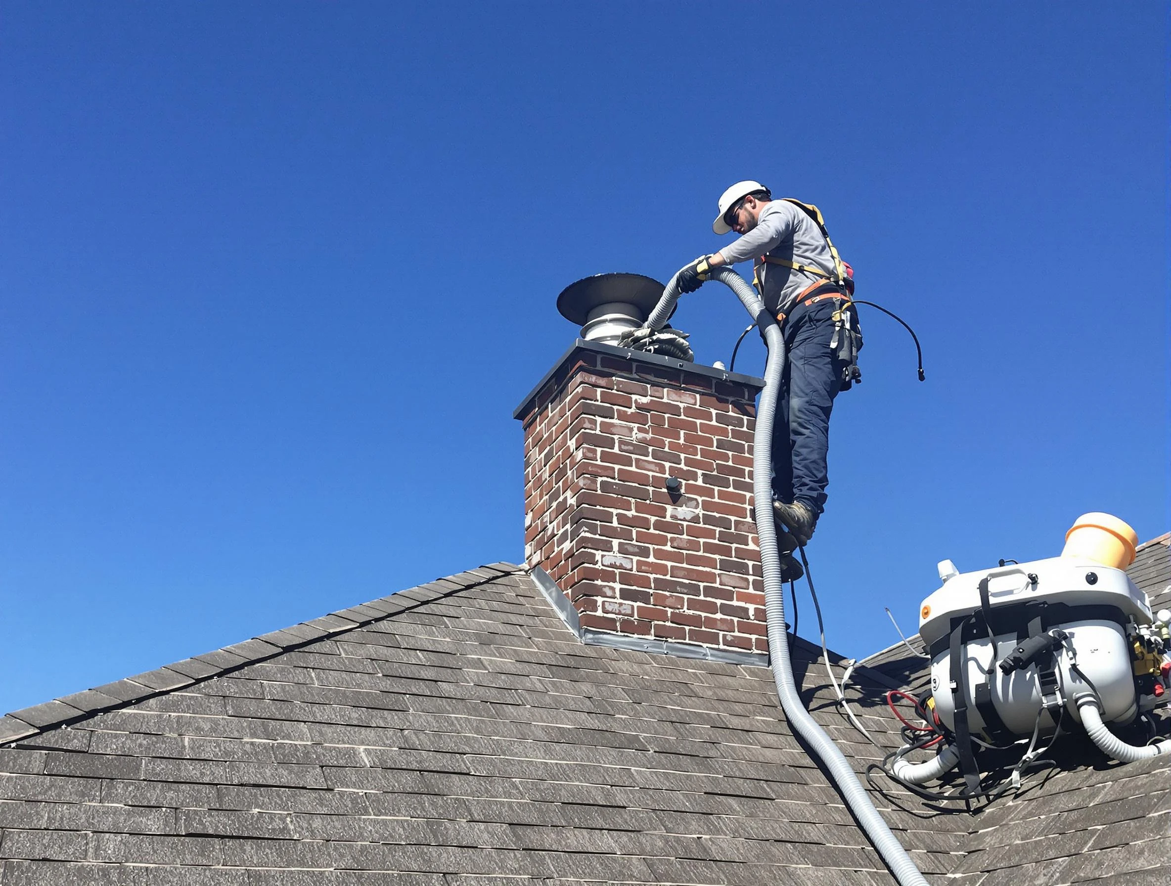 Dedicated Cottonwood Heights Chimney Sweep team member cleaning a chimney in Cottonwood Heights, UT